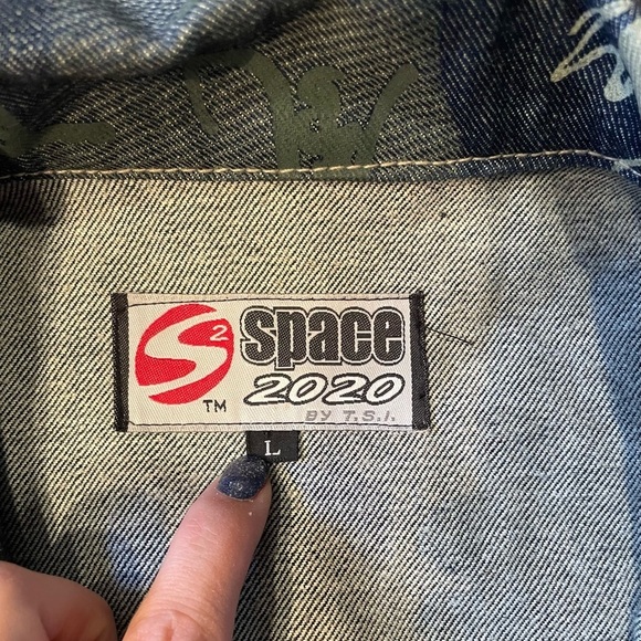 Denim Jacket Size Large Y2K Men’s Vintage. 1990s 2000s Hip Hop Jean Jacket - Picture 3 of 6